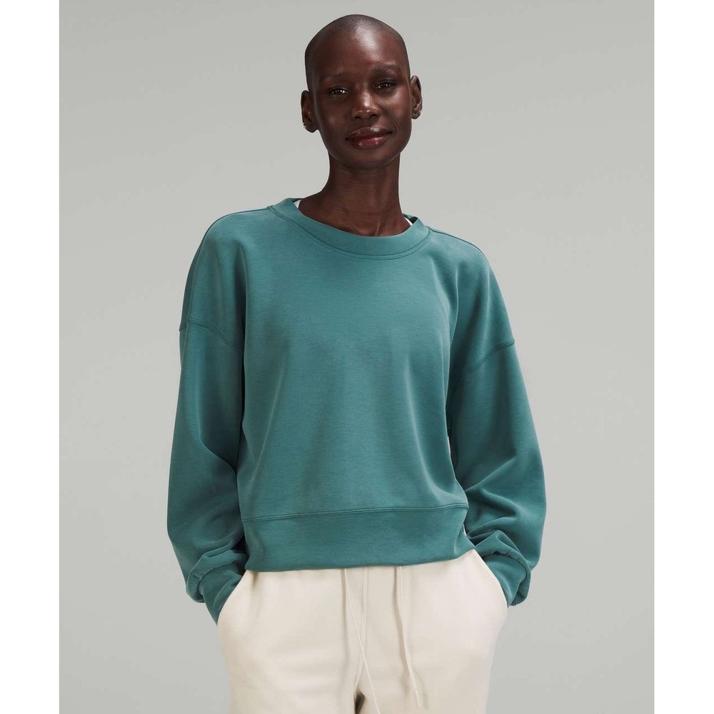 Lululemon Perfectly Oversized Cropped Crew Softstreme‎ Womens 6 Green Jasper